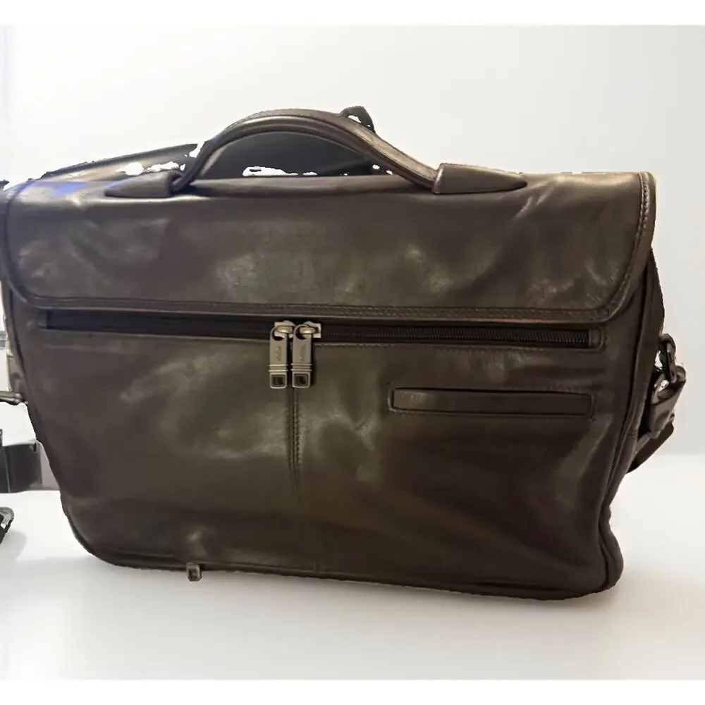 TUMI Slim Leather Briefcase Business Bag 96167BH Dark Brown 3823/1 Fast Shipping